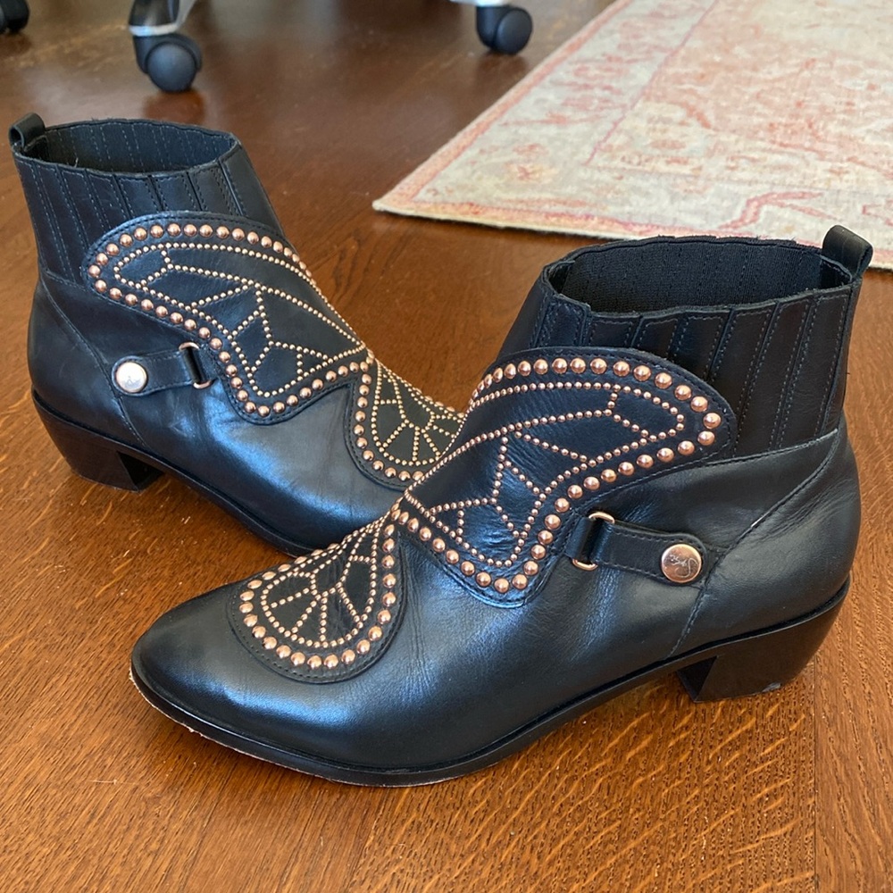Sophia Webster Black and Gold Ankle Boots